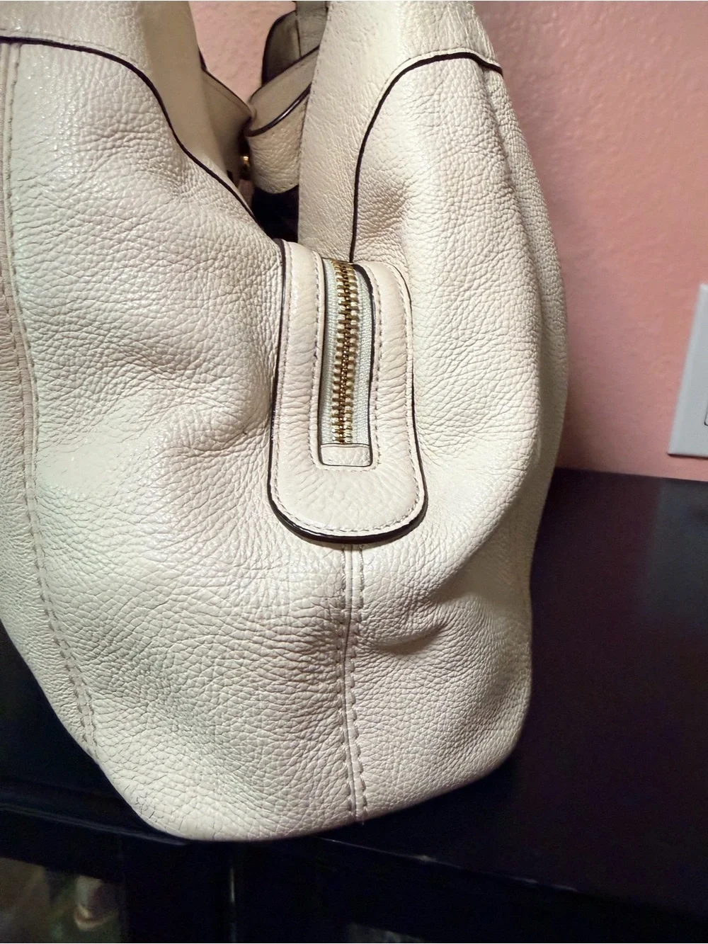 Coach Lexy Pebbled Leather Shoulder Bag in Chalk White